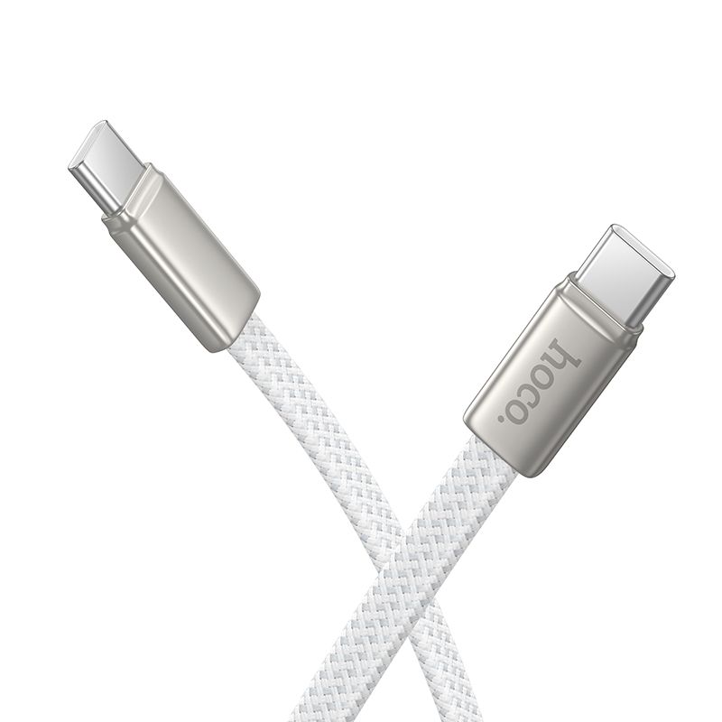 Cablu date și încărcare plat USB-C la USB-C, 3A, 60W, 1m, Hoco X125, alb