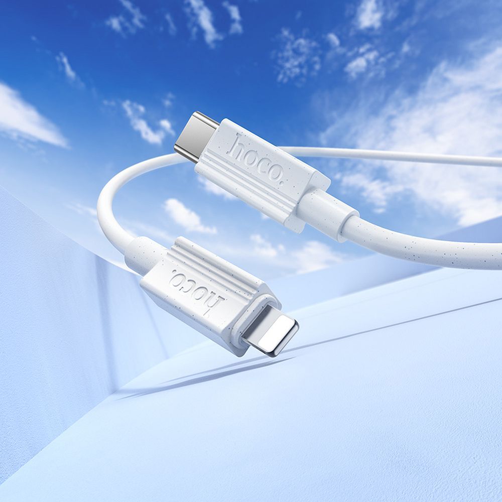 Cablu date și încărcare Hoco USB-C la Lightning, PD 27W, 1m, X107, alb