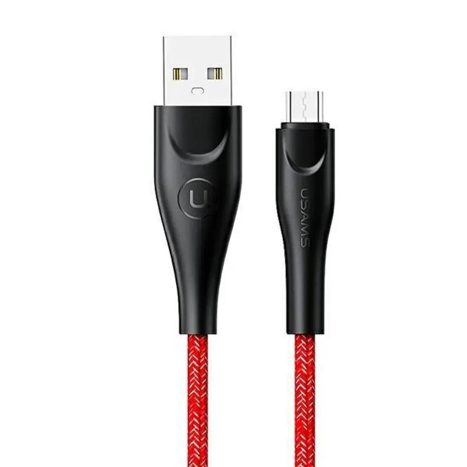 Cablu date și încărcare USAMS USB-A la Micro-USB, 3m, 2A, rosu/negru