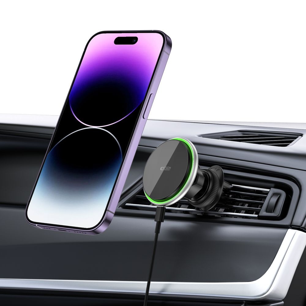 Suport auto Tech-Protect cu încărcare wireless,15W, compatibil MagSafe, negru