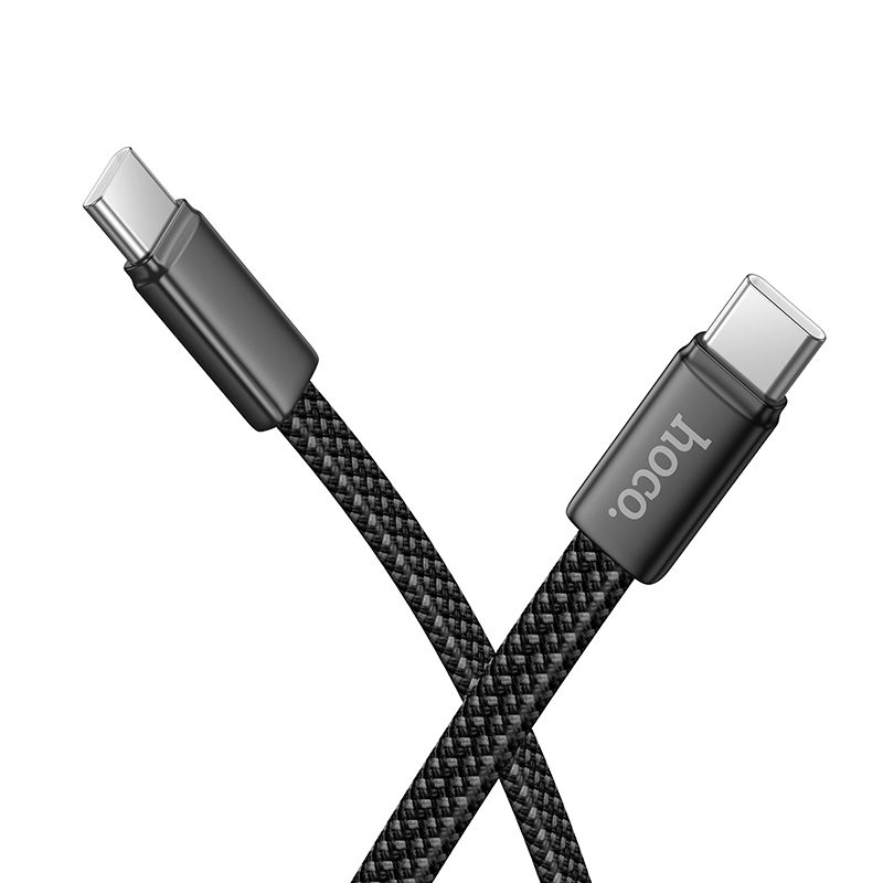 Cablu date și încărcare plat USB-C la USB-C, 3A, 60W, 1m, Hoco X125, negru